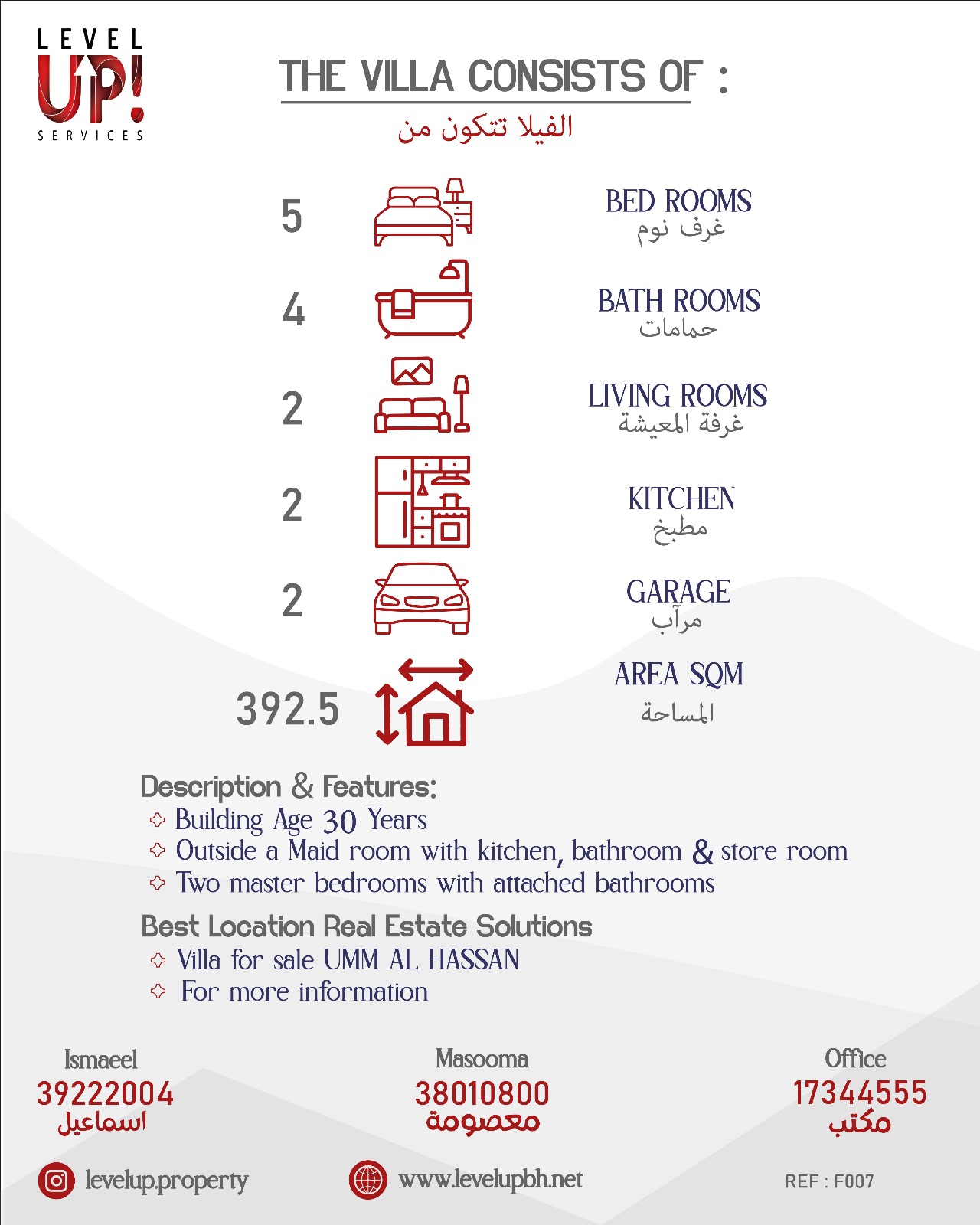 GOOD VILLA FOR SALE LOCATION UM-HALASAM REF F 007