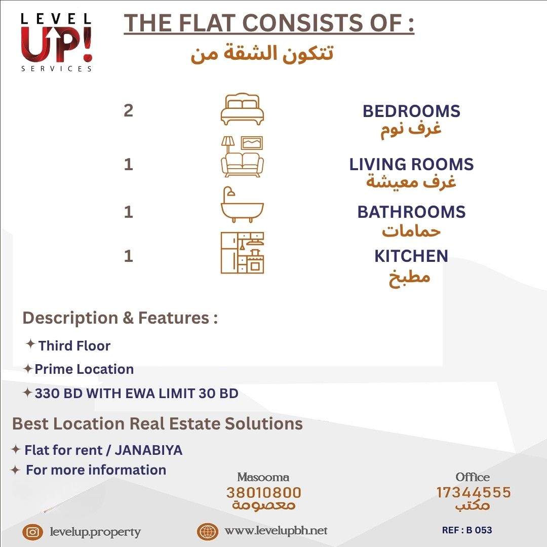 GOOD FLAT FOR RENT LOCATION JANABIYA REF NO B 053