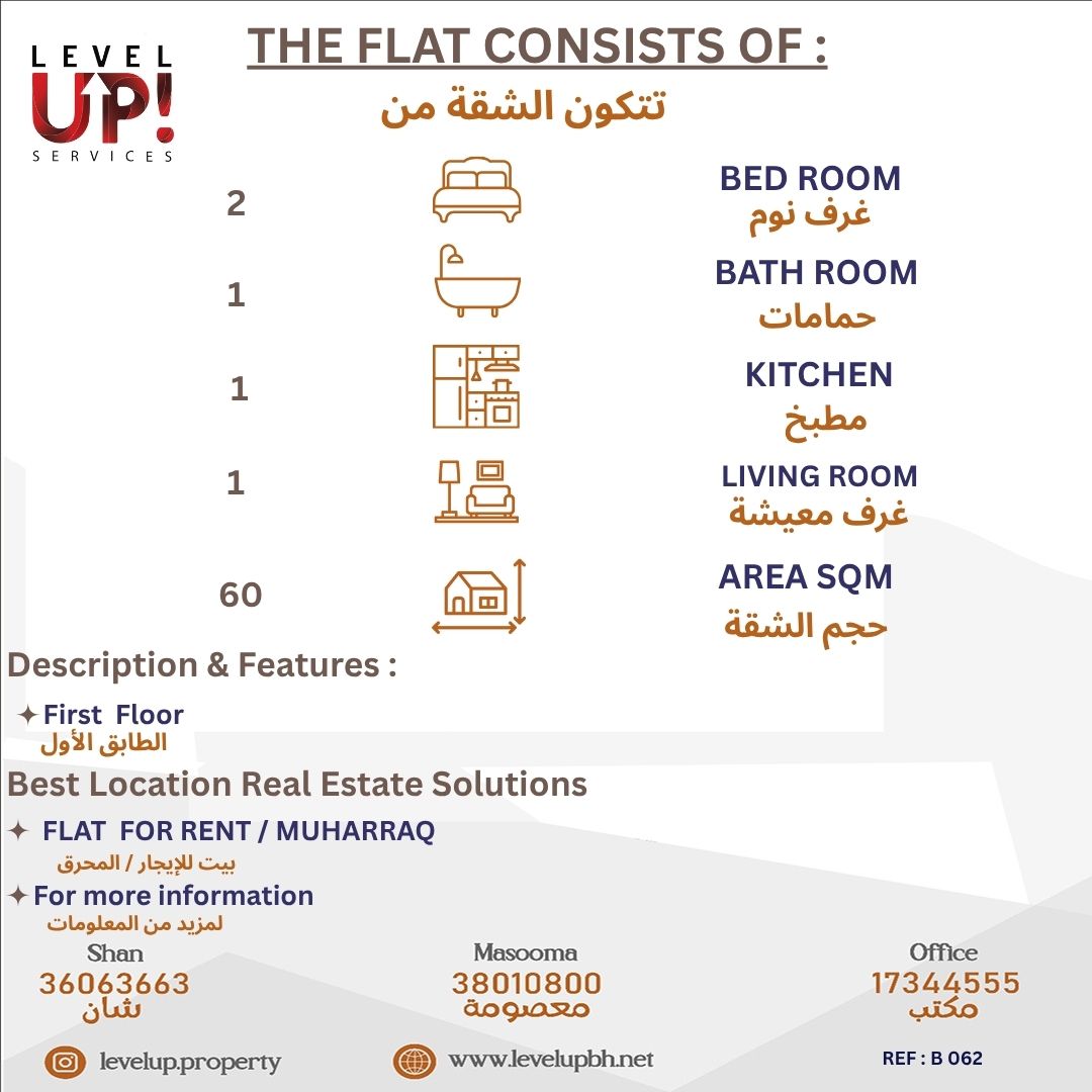 GOOD FLAT FOR RENT LOCATION MUHARRAQ REF NO B 062